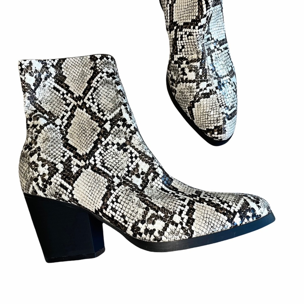 NEW French Connection SNAKE PRINT ZIP ANKLE BOOTS